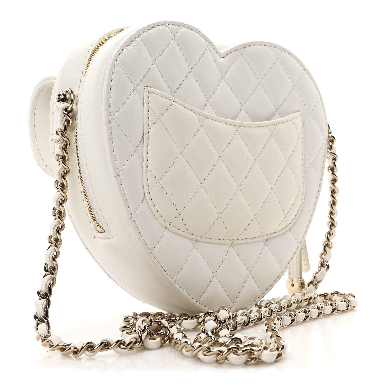 Lambskin Quilted CC In Love Heart Bag White