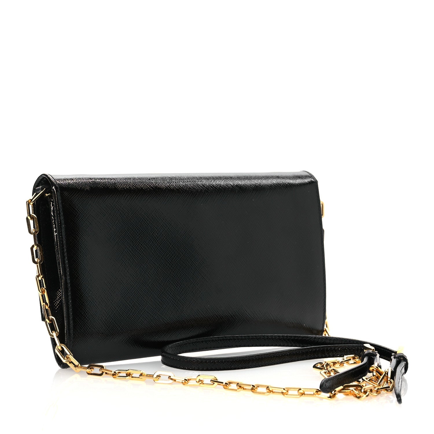 Saffiano Vernice Chain Wallet Black
