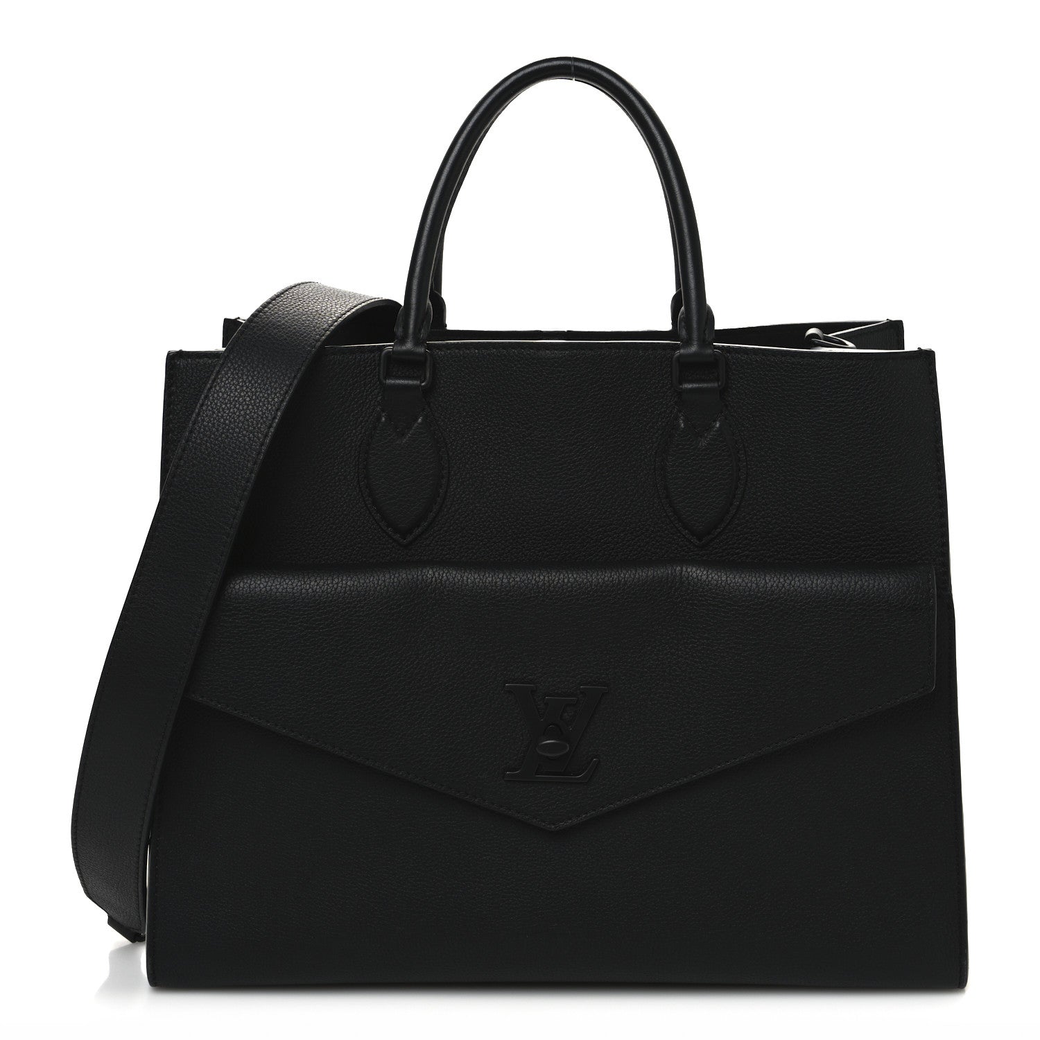 Soft Calfskin Lockme Tote MM Black