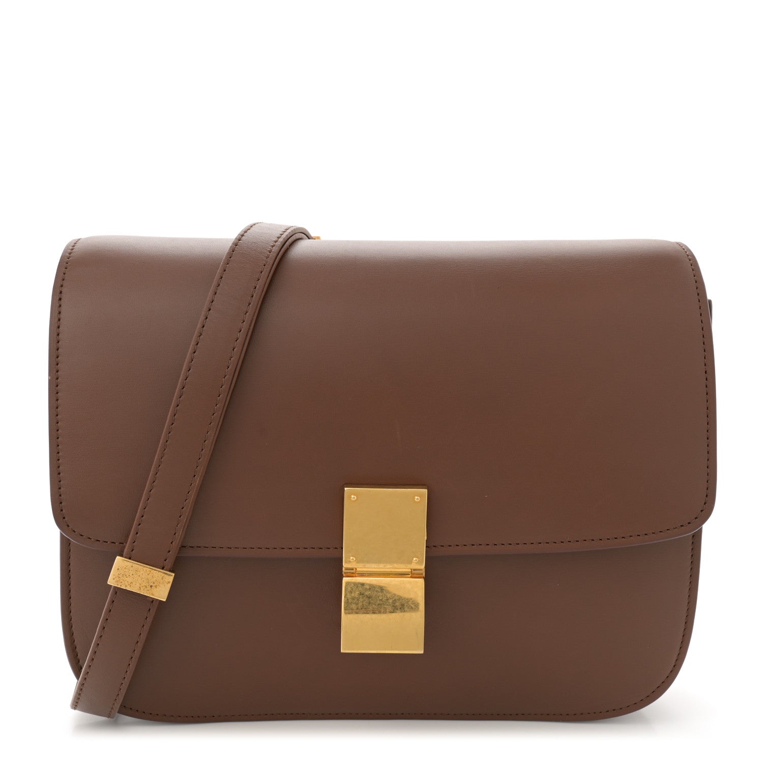 Box Calfskin Medium Classic Box Flap Bag Camel