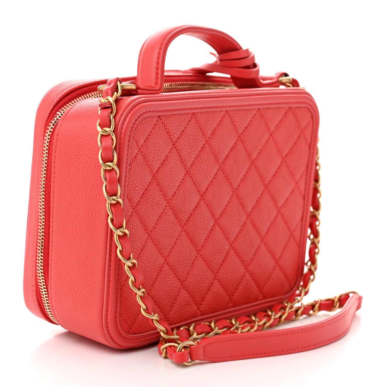 Caviar Quilted Medium CC Filigree Vanity Case Pink