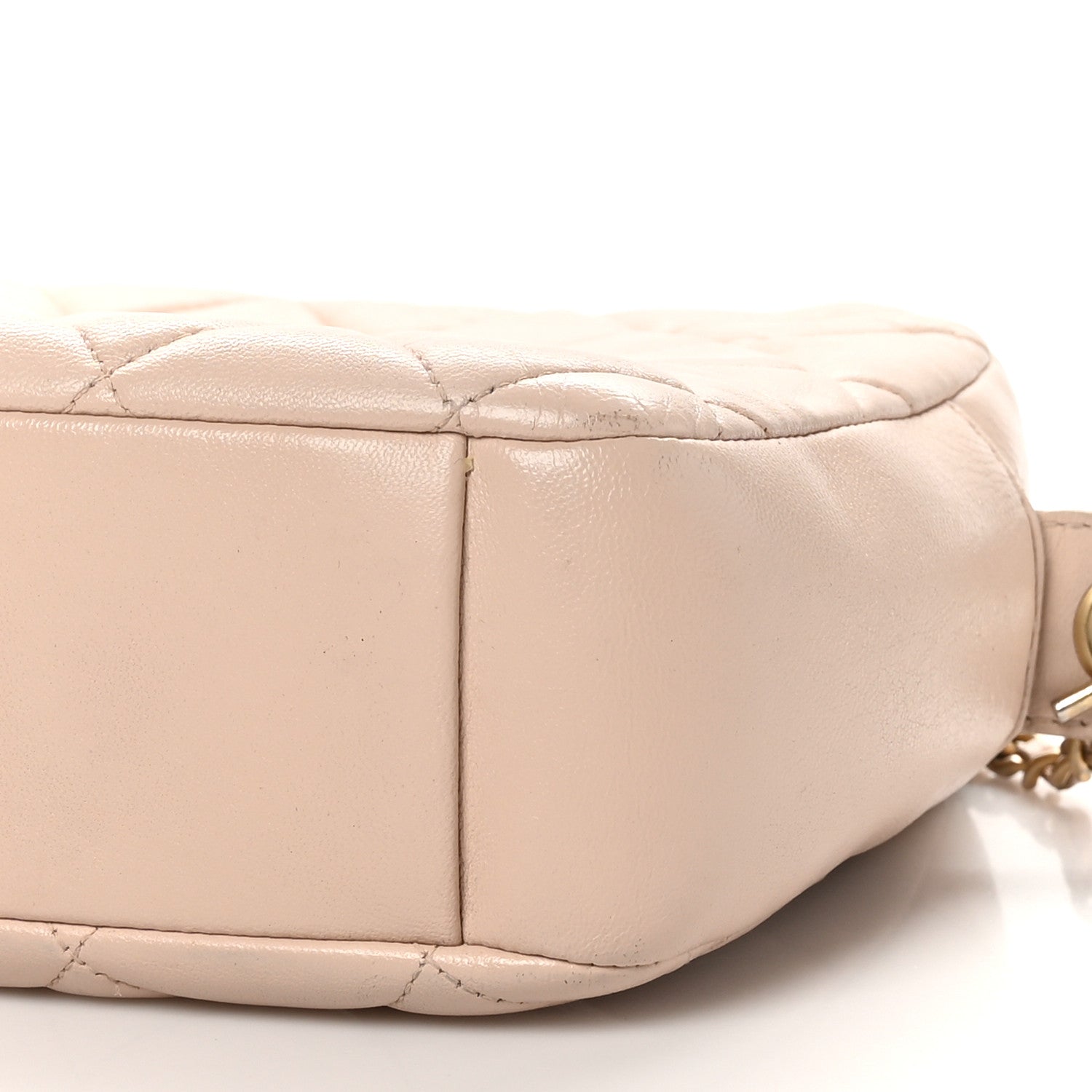 Lambskin Quilted Small Diamond CC Camera Case Beige