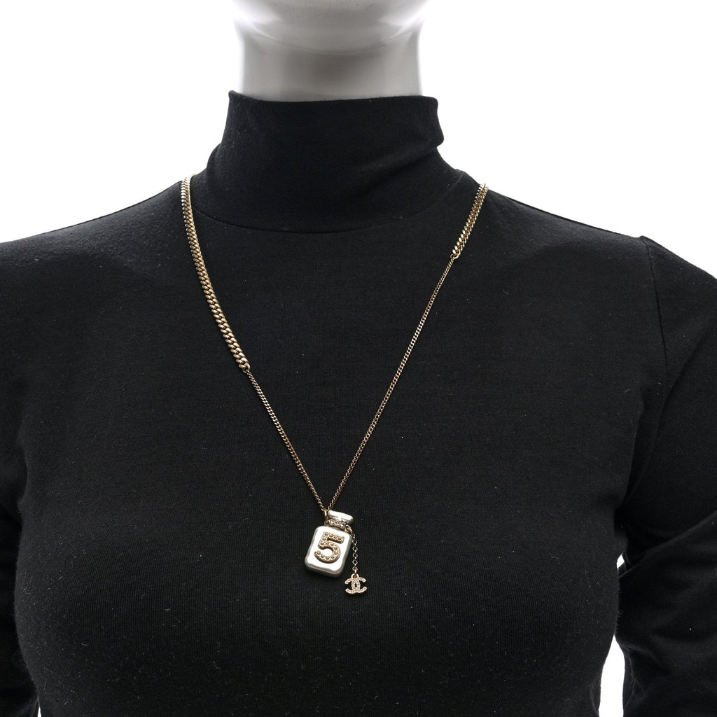 Resin Crystal CC No 5 Perfume Bottle Necklace
