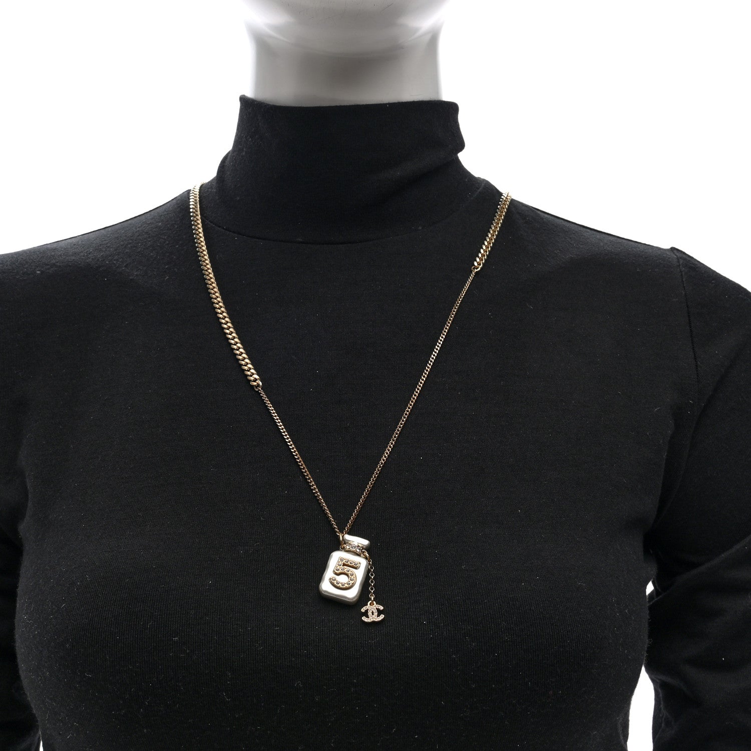Resin Crystal CC No 5 Perfume Bottle Necklace