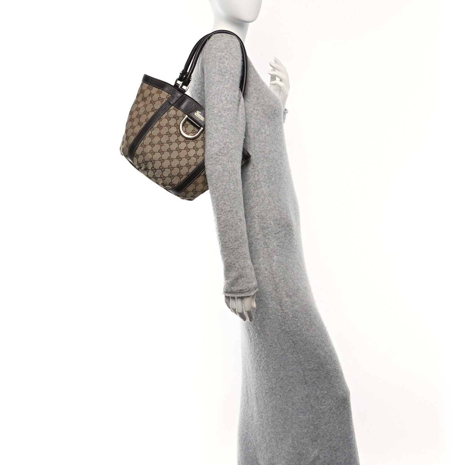 Monogram Small Gold D Ring Tote Brown
