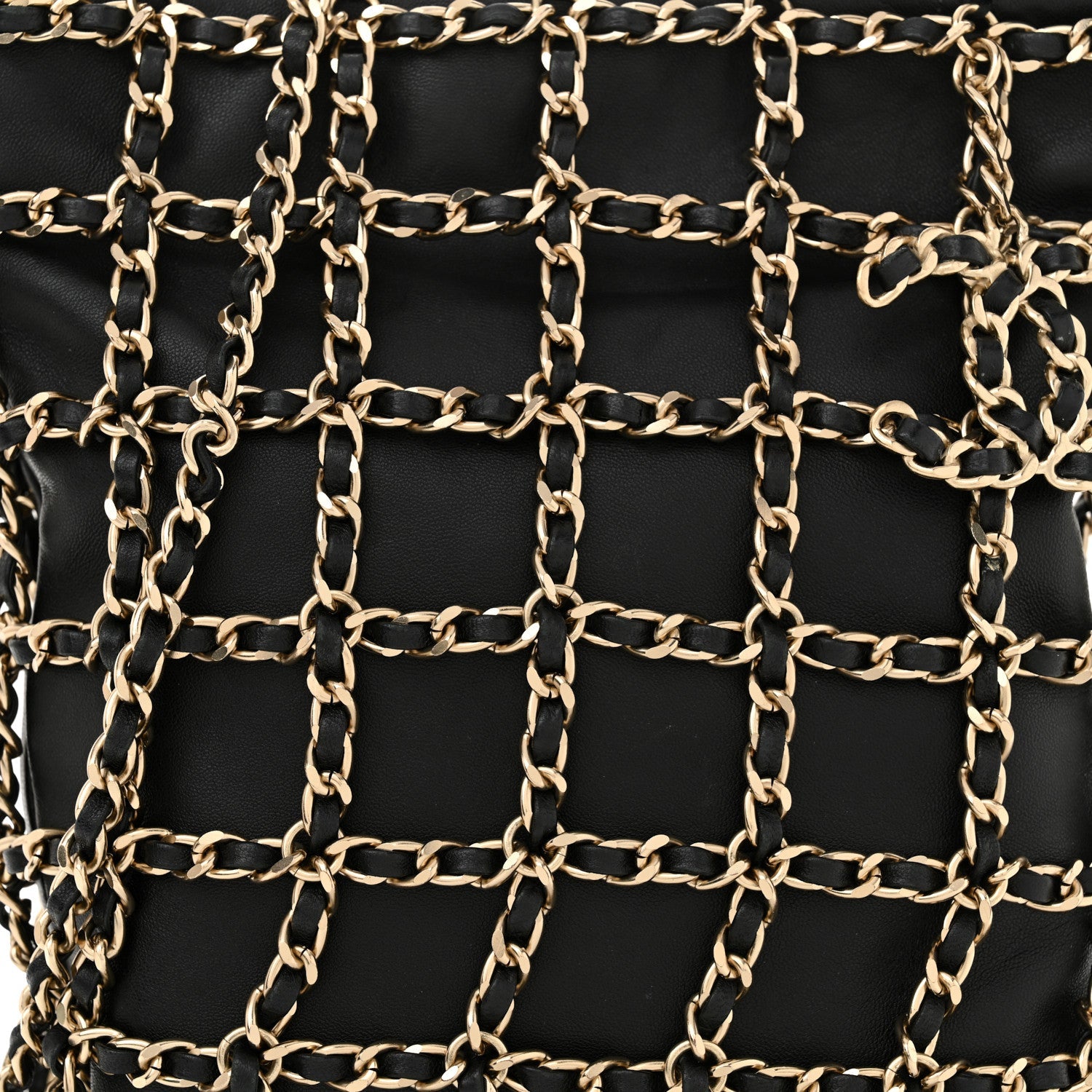 Lambskin Shopping Chain Tote Black