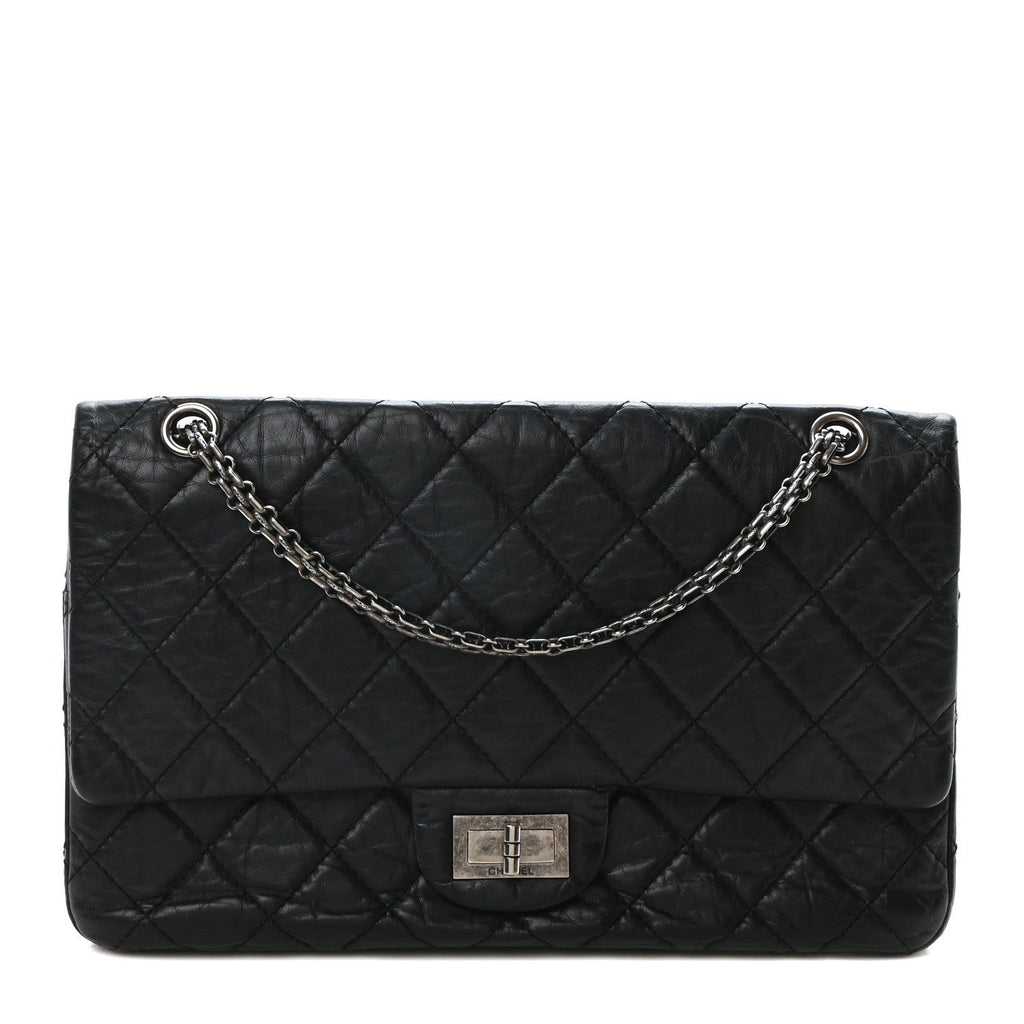 Aged Calfskin Quilted 2.55 Reissue 226 Flap Black