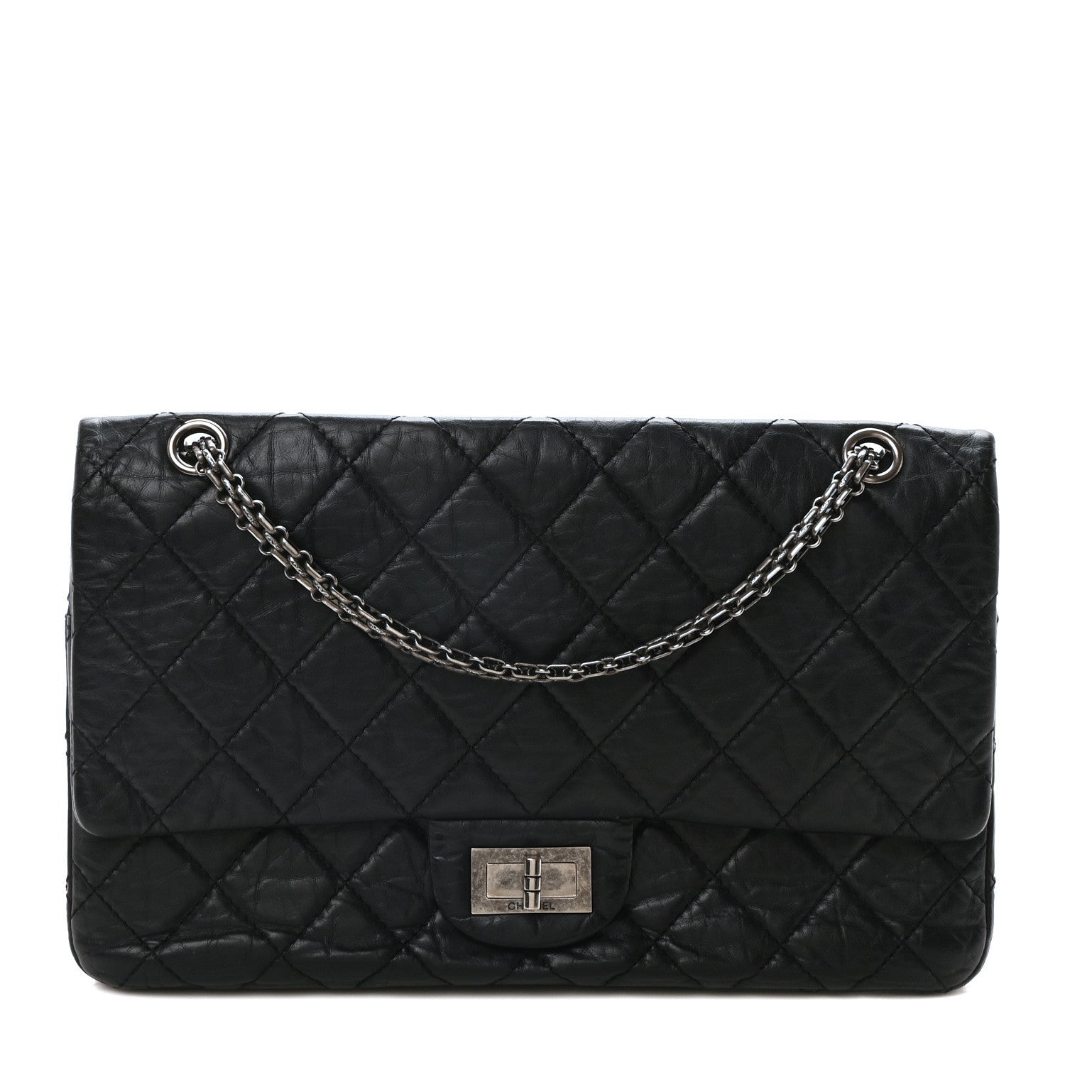 Aged Calfskin Quilted 2.55 Reissue 226 Flap Black