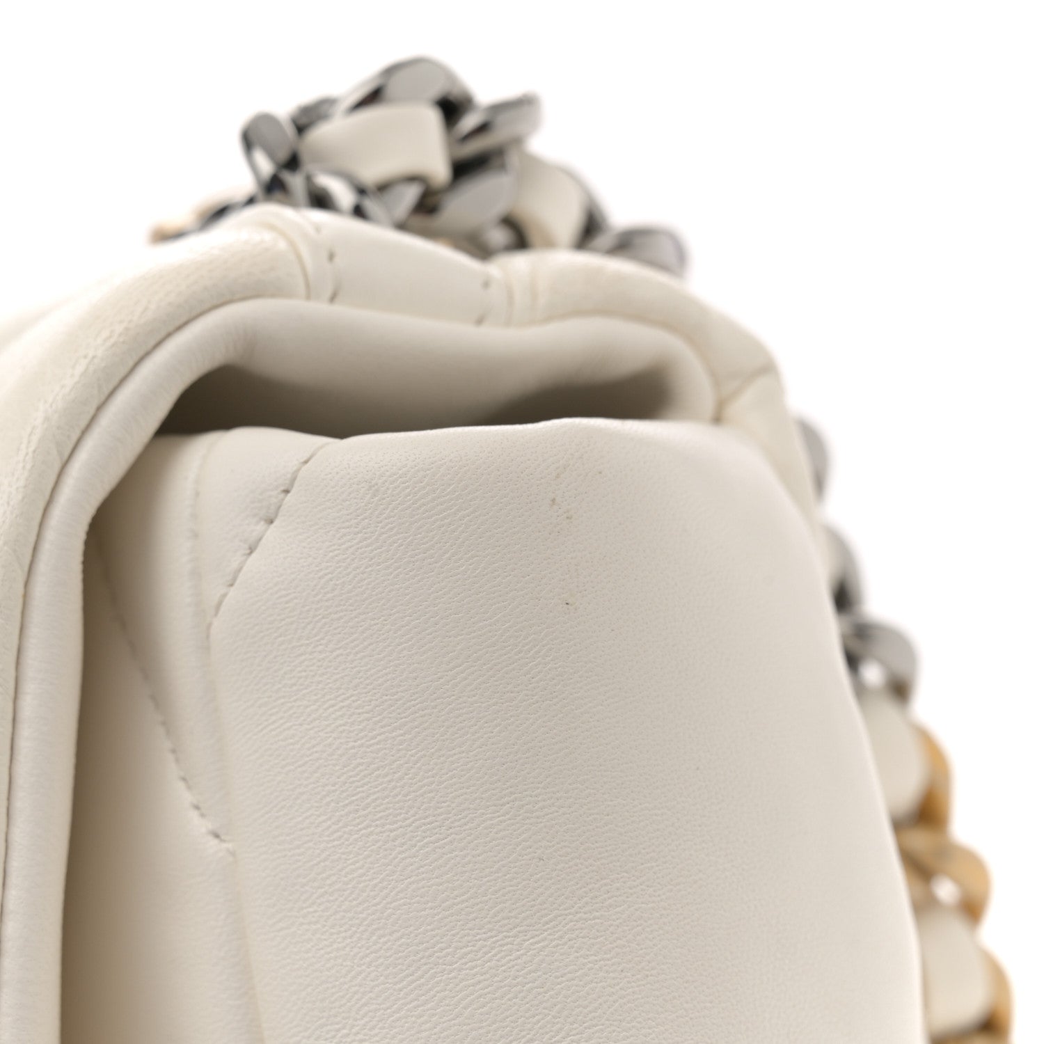 Goatskin Quilted Large Chanel 19 Flap White