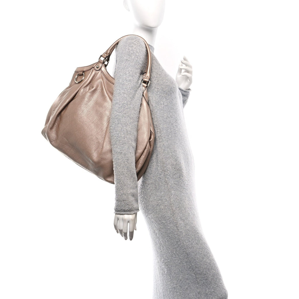 Metallic Cellarius Calfskin Large Sukey Tote Winter Rose