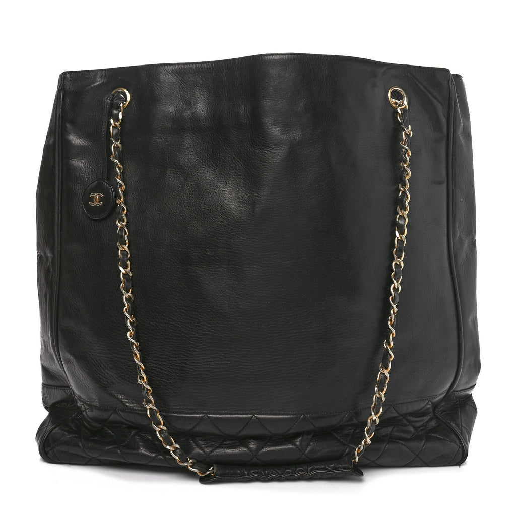 Lambskin Quilted CC Shopping Tote  Tote Black