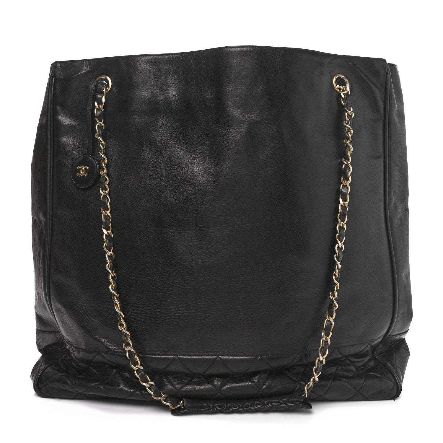 Lambskin Quilted CC Shopping Tote  Tote Black