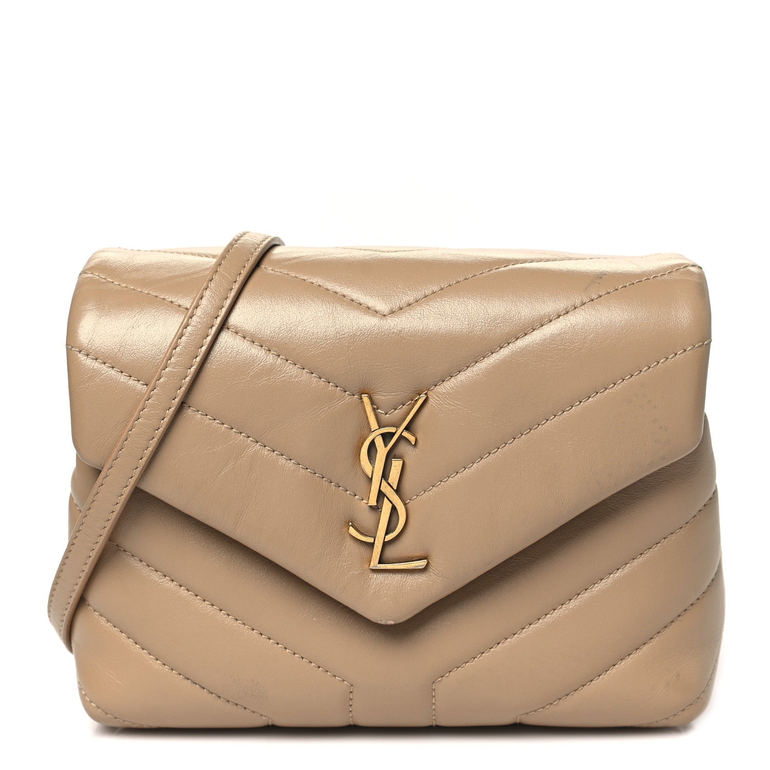 Calfskin Y Quilted Monogram Toy Loulou Crossbody Bag Dark Latte