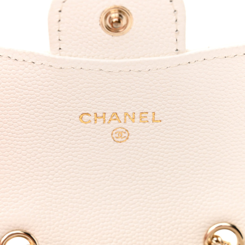 Caviar Quilted Mini Chain Belt Bag White
