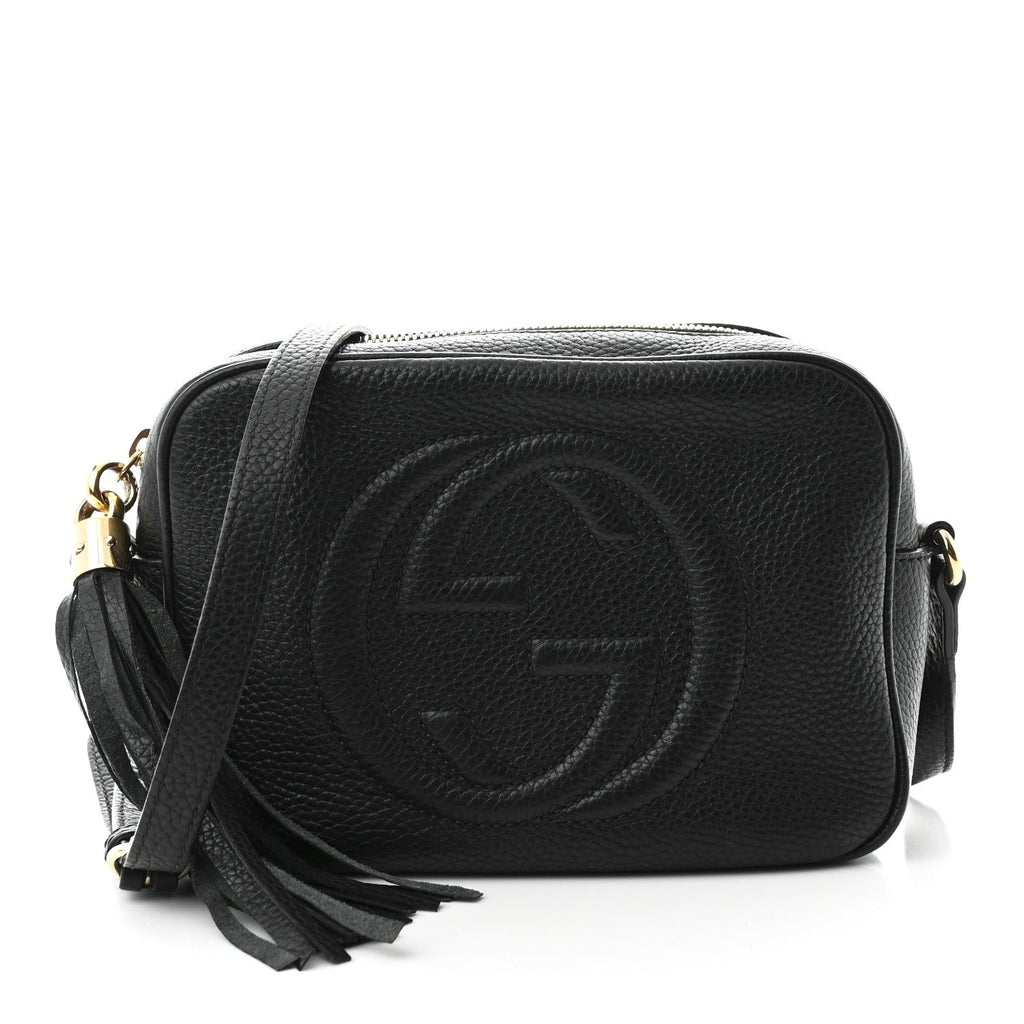 Pebbled Calfskin Small Soho Disco Bag Black
