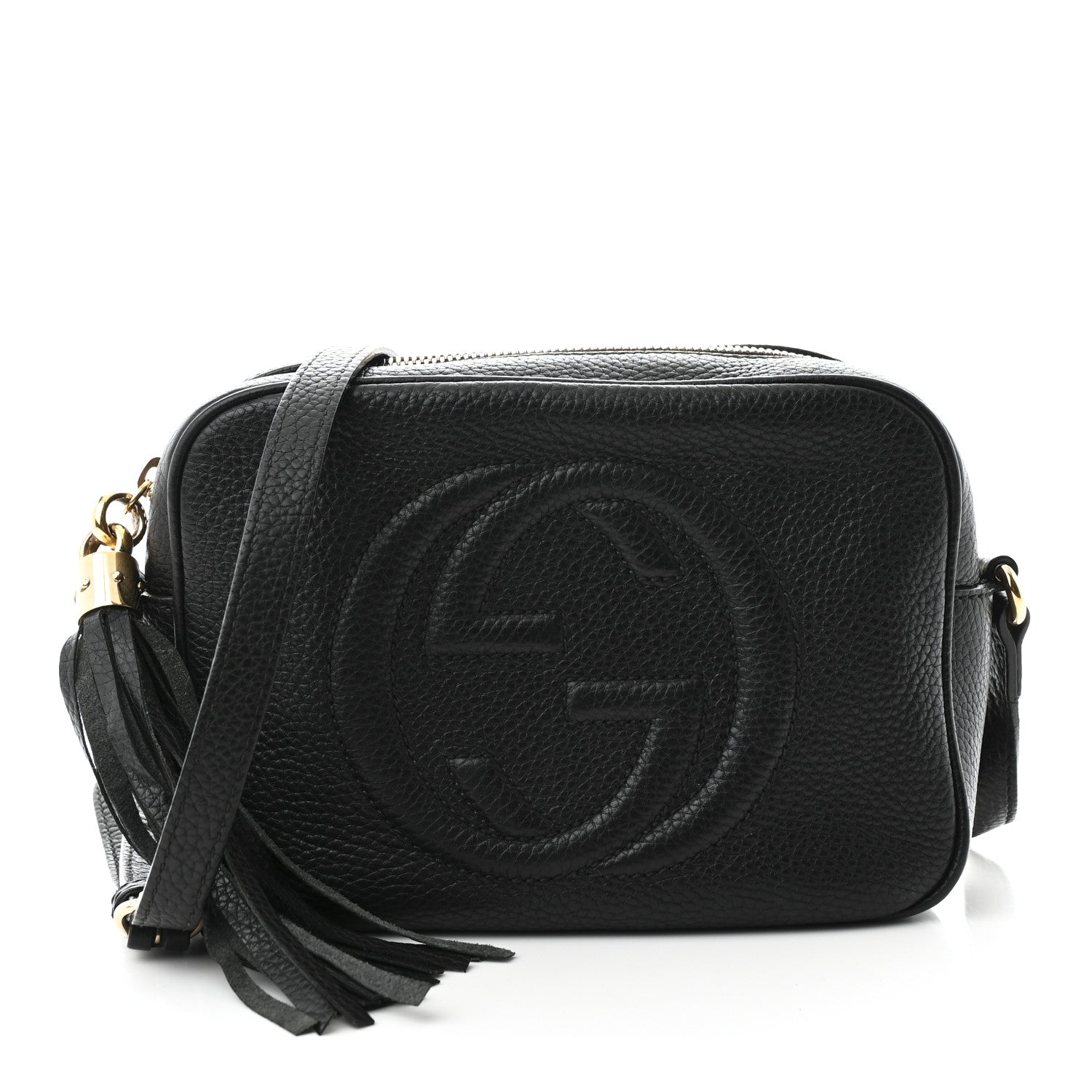 Pebbled Calfskin Small Soho Disco Bag Black