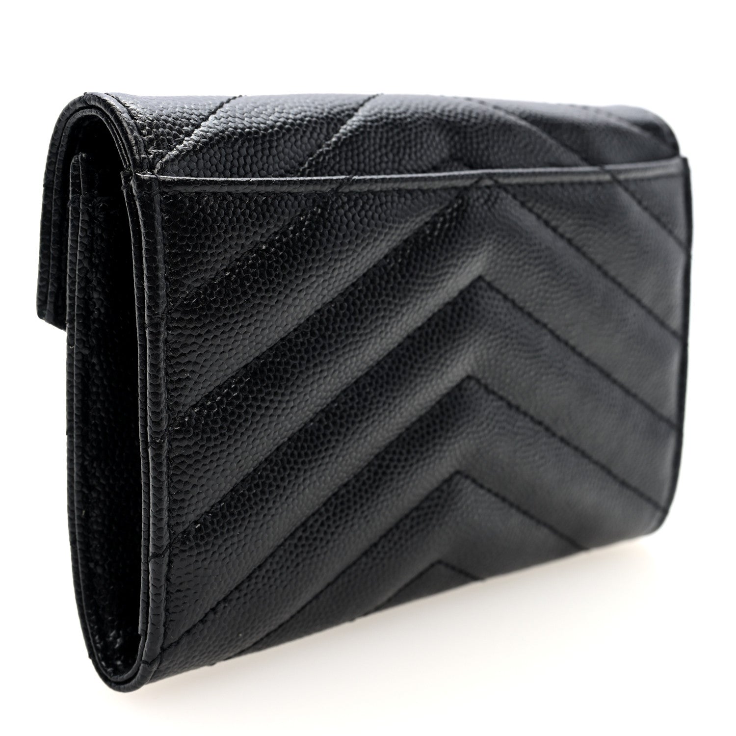Grain De Poudre Matelasse Chevron Small Monochome Monogram Envelope Wallet Black