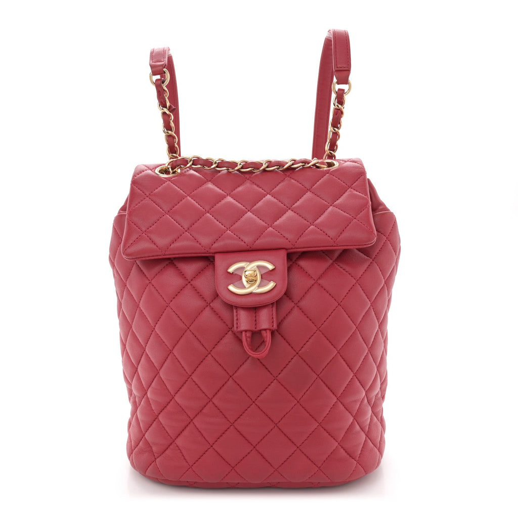 Lambskin Quilted Small Urban Spirit Backpack Red