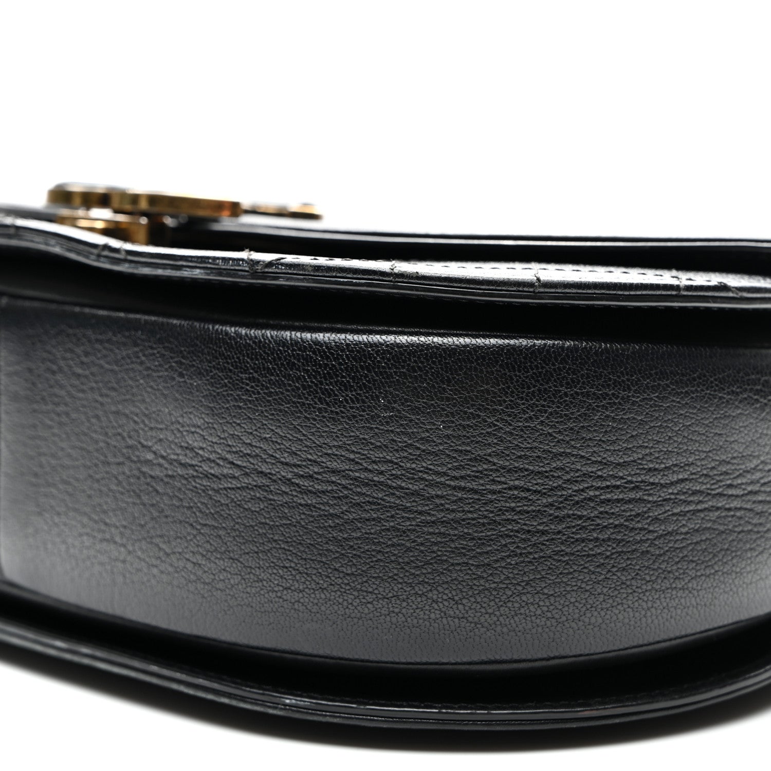 Shiny Calfskin Goatskin Quilted Medium Coco Curve Messenger Flap Black