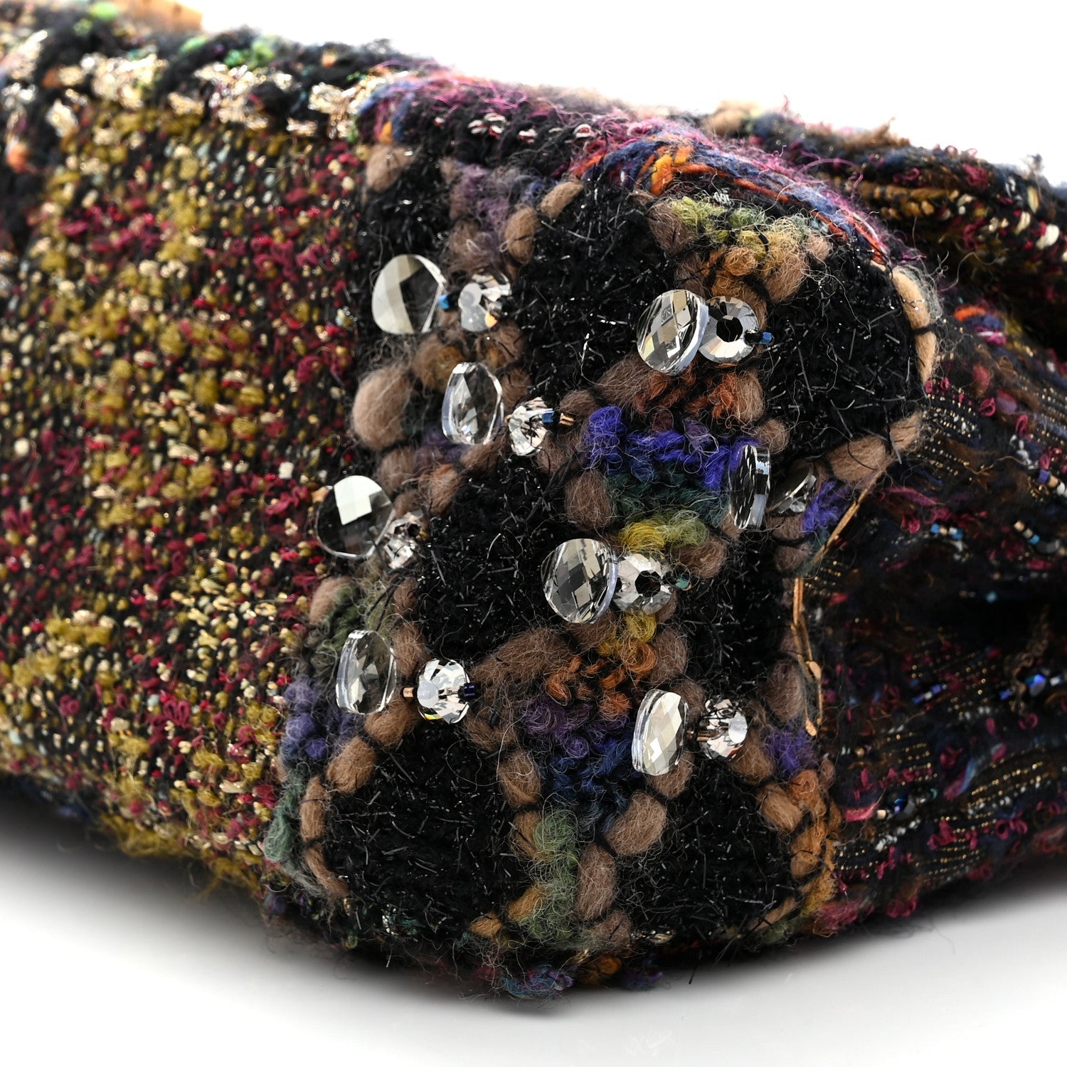 Tweed Crystal Embellished Paris Byzance Reissue 2.55 Classic 227 Flap Black Multicolor