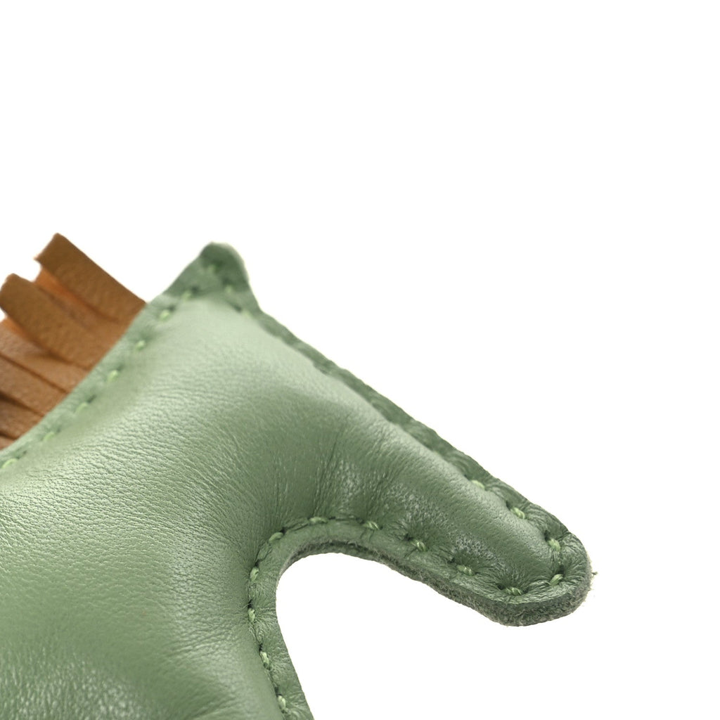 Milo Lambskin Grigri Rodeo Horse Bag Charm PM  Vert Criquet Sesame Bleu De Malte