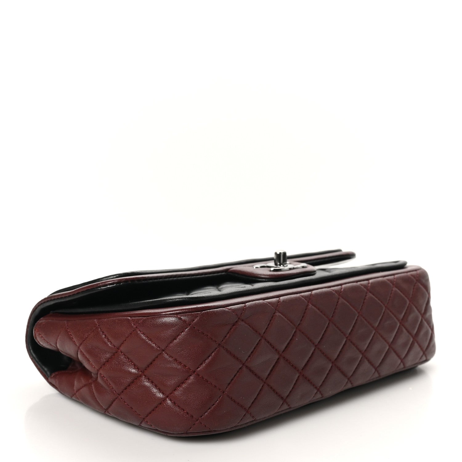 Lambskin Classic Twist Flap Black Burgundy