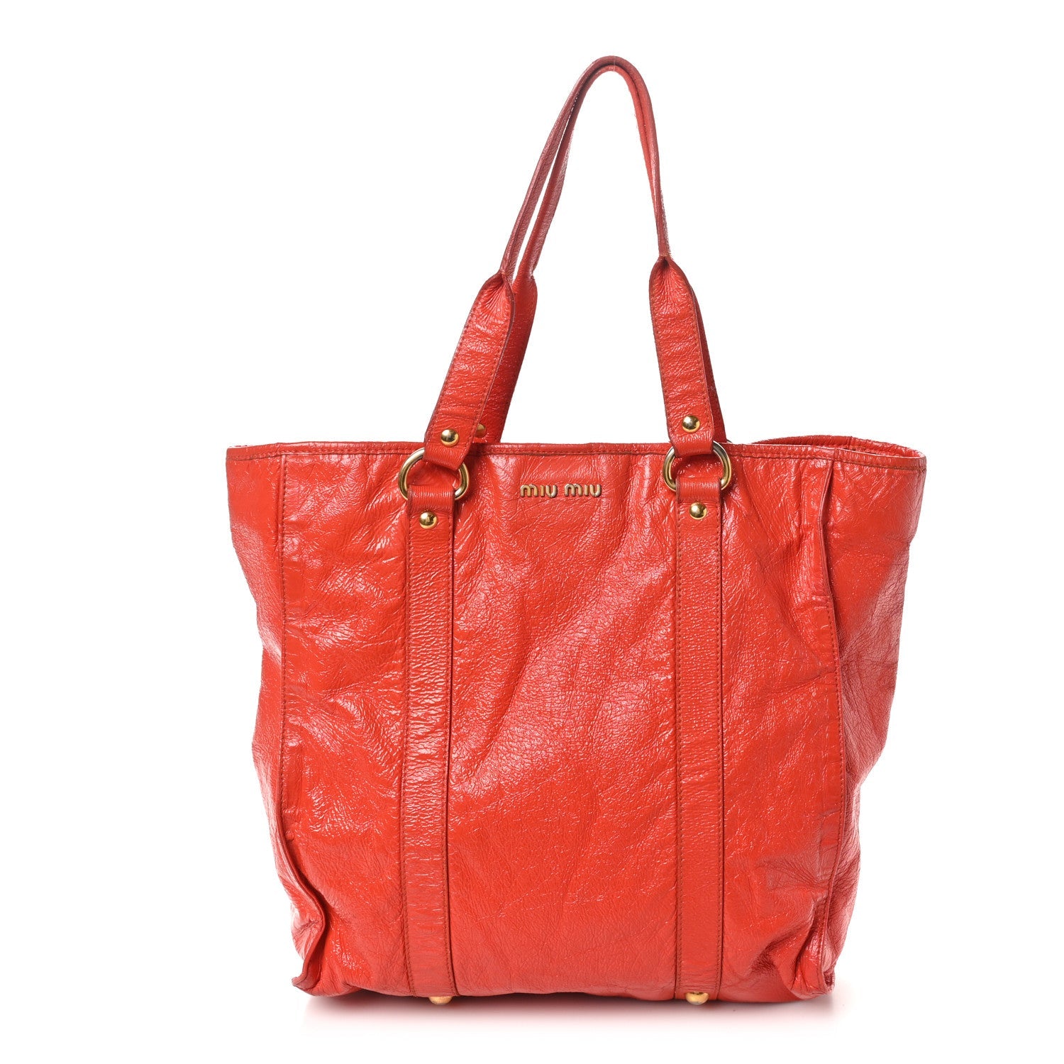 Crinkle Patent Tote Rosso
