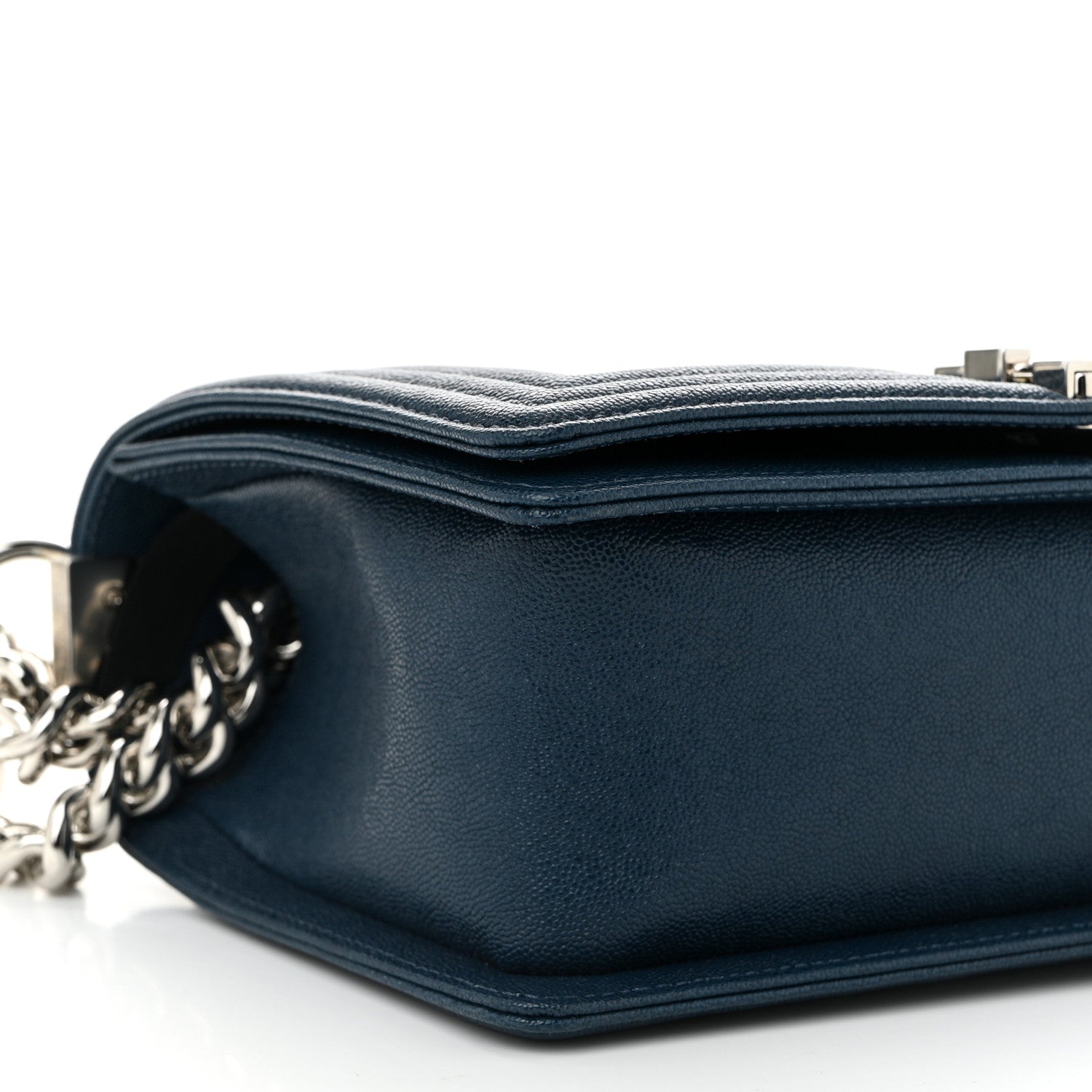 Caviar Quilted Medium Boy Flap Dark Blue