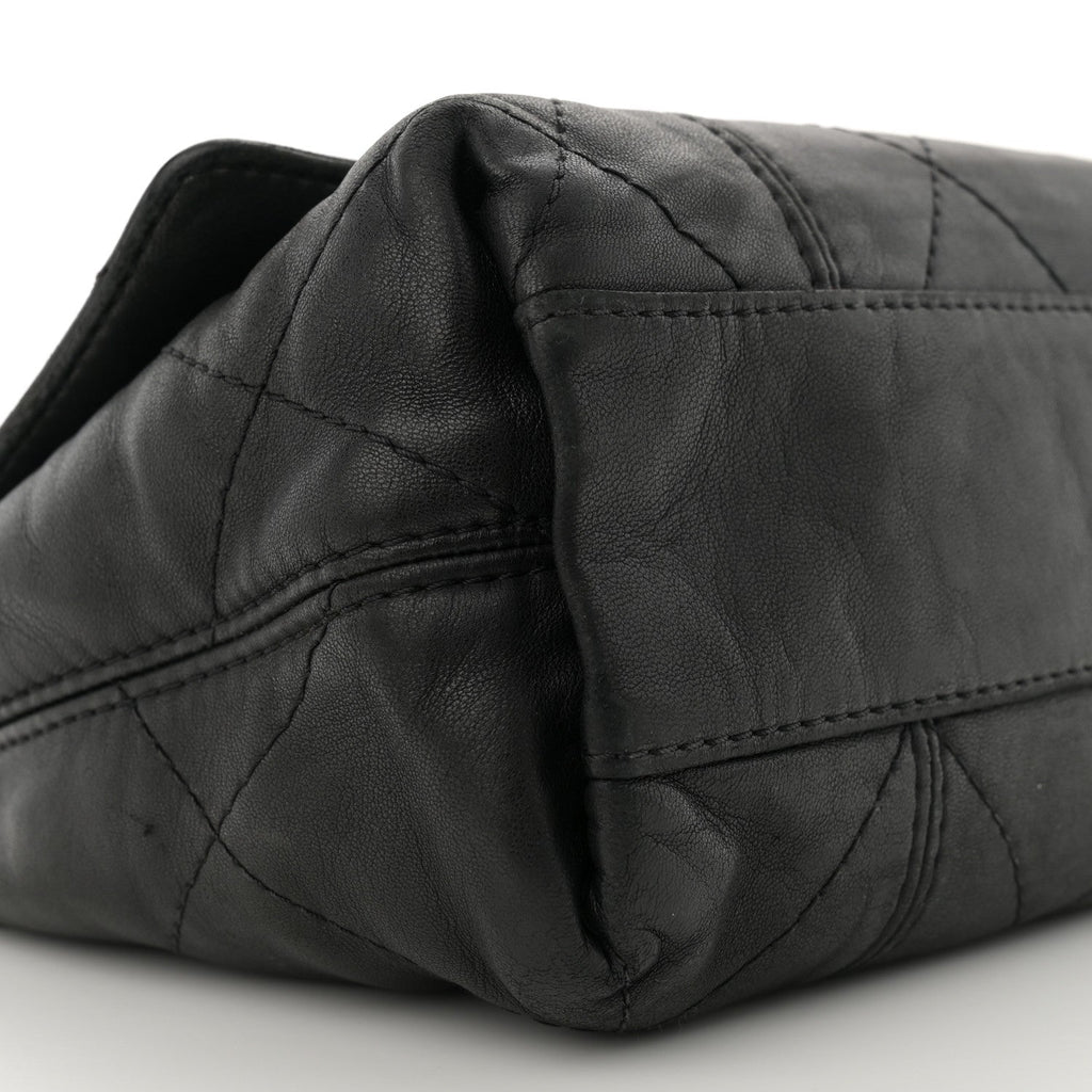 Lambskin Quilted Large Soft Touch Flap Black