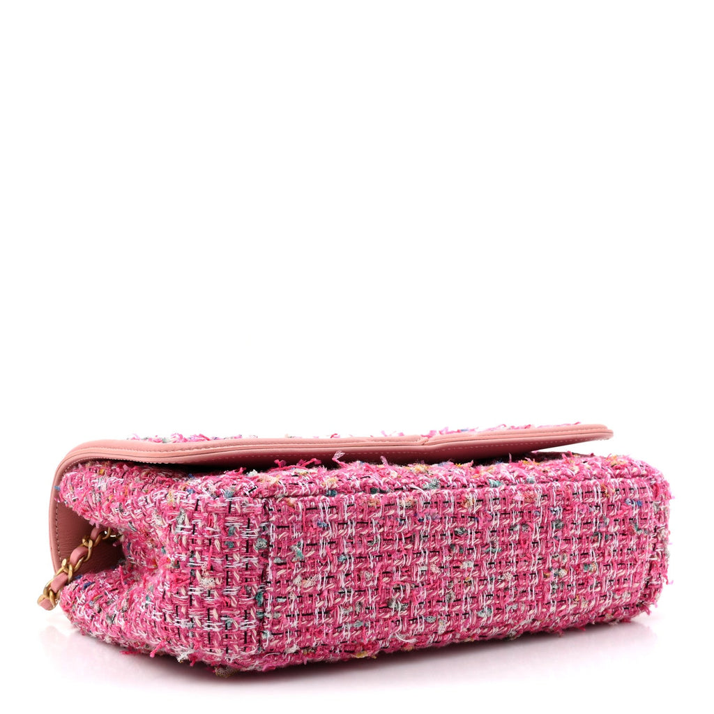 Tweed Lambskin Quilted Small CC Filigree Flap Pink