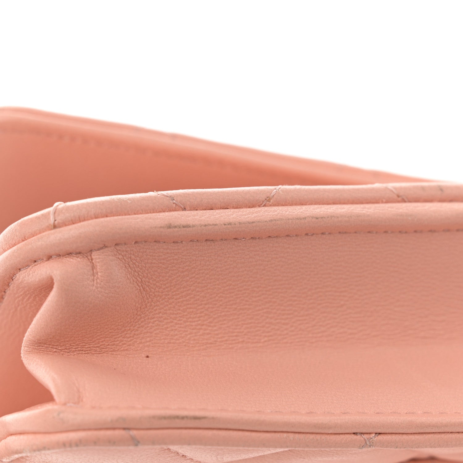 Lambskin Quilted CC Pearl Crush Wallet on Chain WOC Light Orange