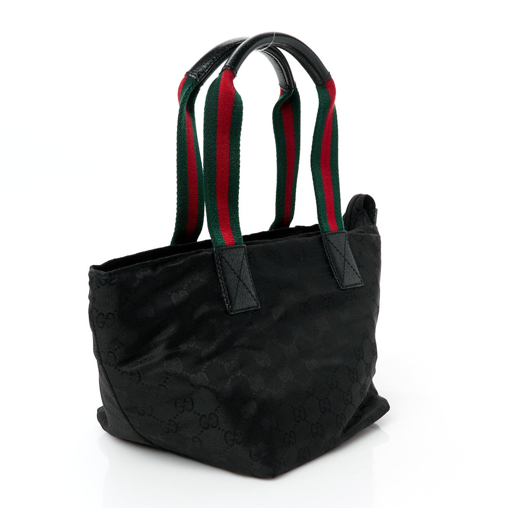 GG Monogram Small Web Handle Bucket Tote Black