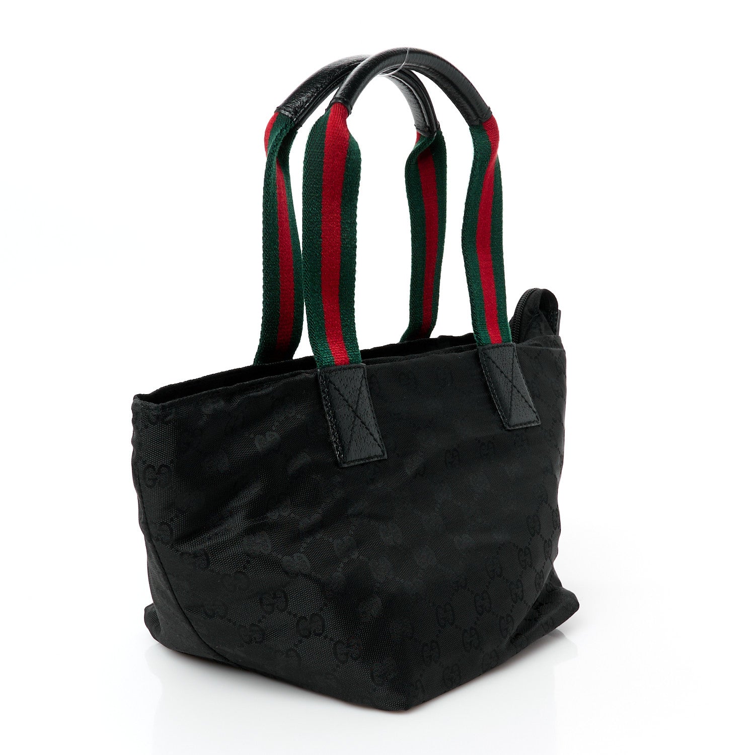 GG Monogram Small Web Handle Bucket Tote Black