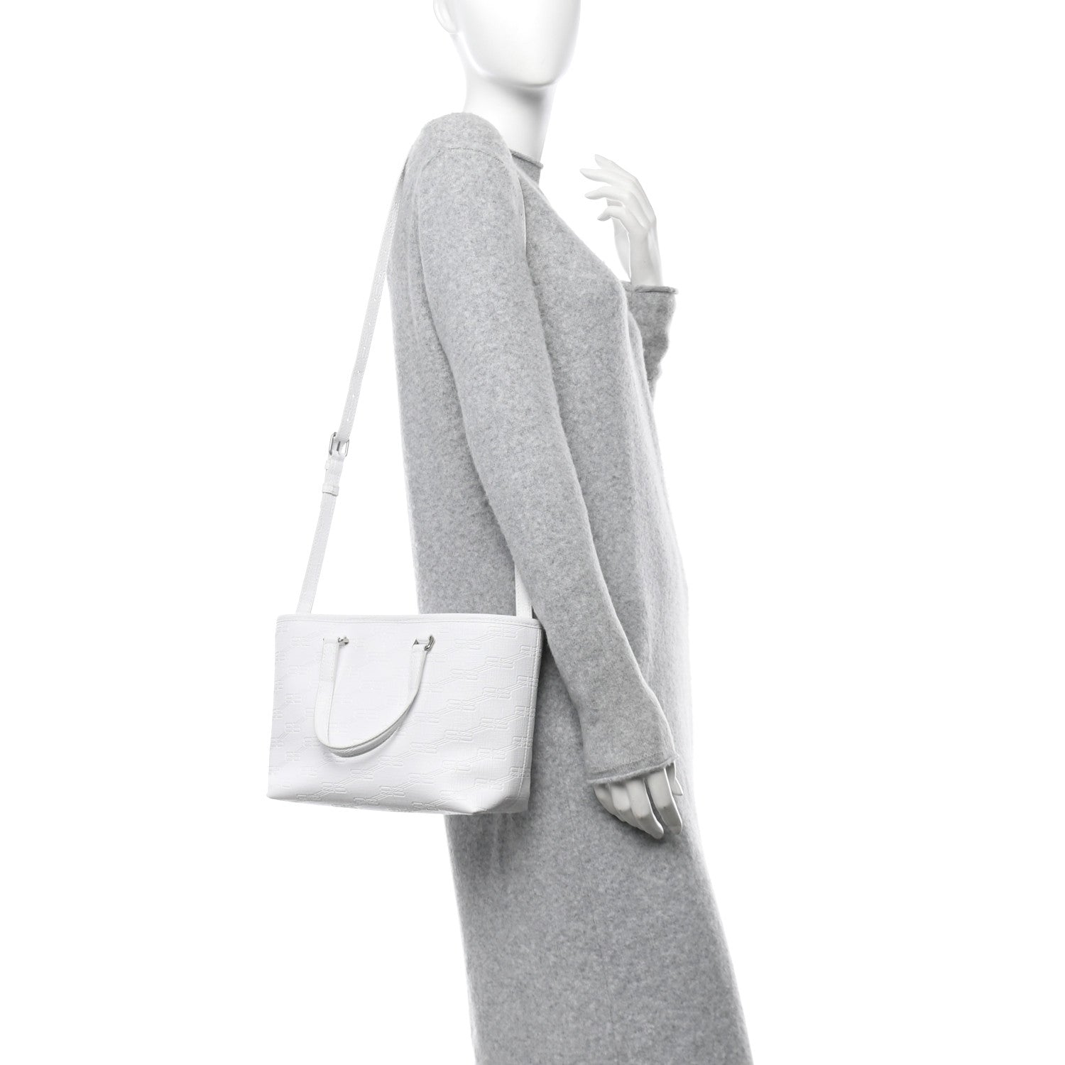Coated Canvas BB Monogram Small Signature East West Shopper Bag White