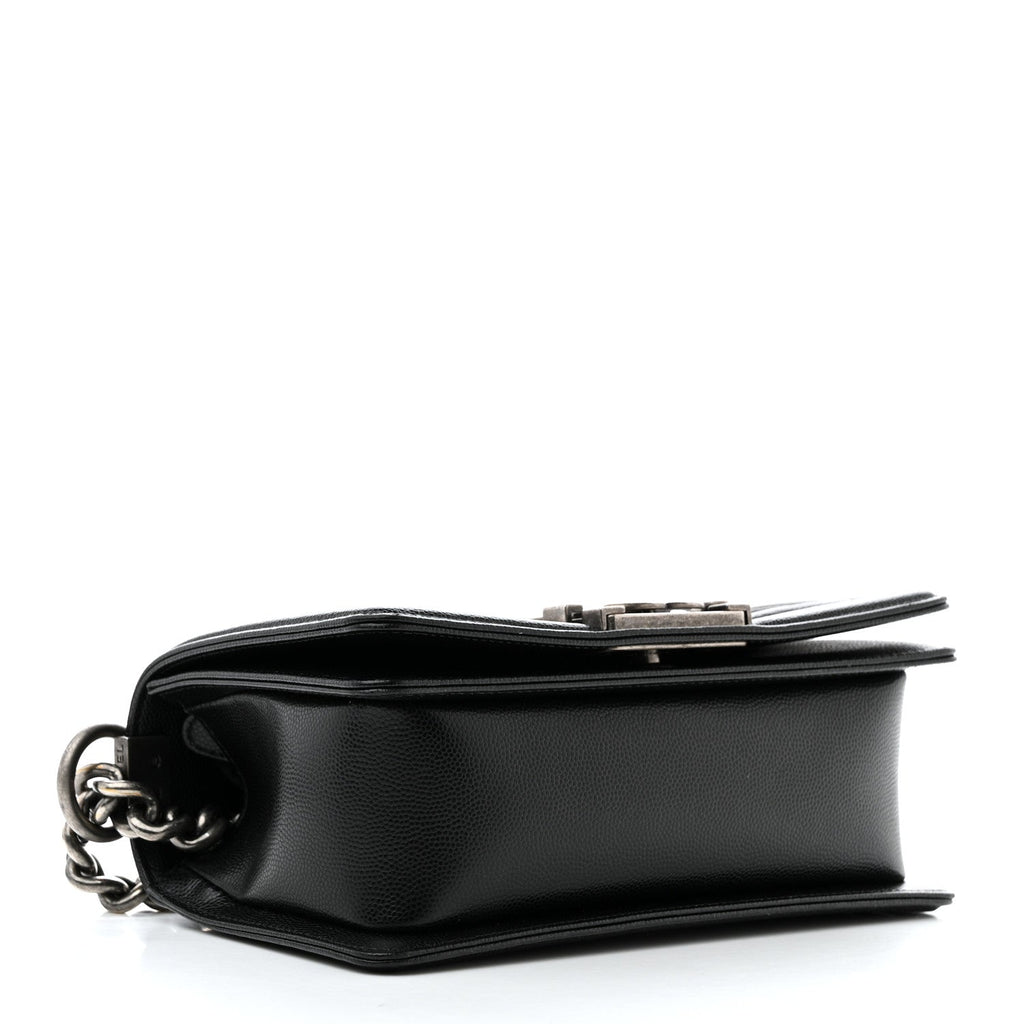 Caviar Quilted Small Boy Flap Black