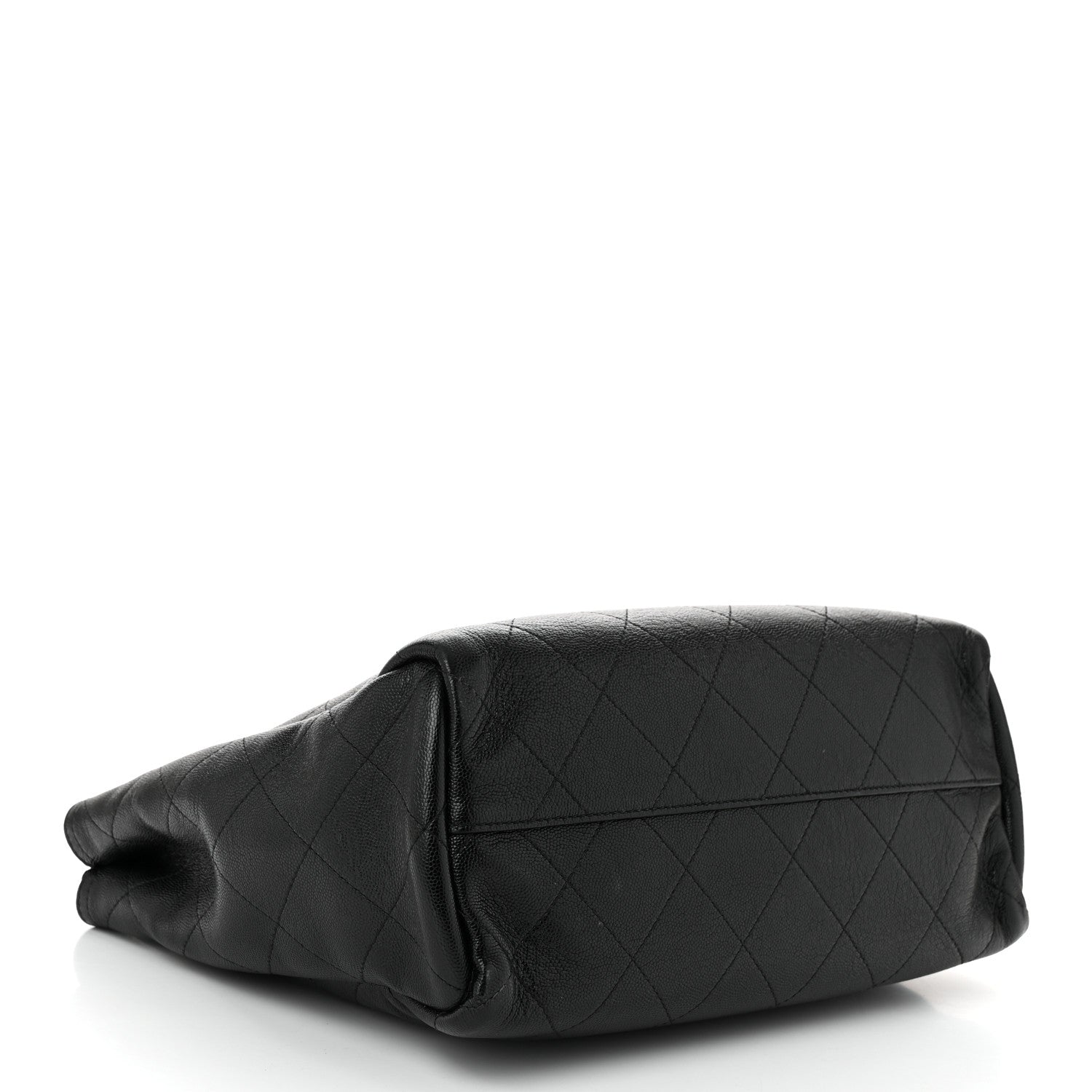 Caviar Stitched Medium Lady Coco Shopping Tote Black