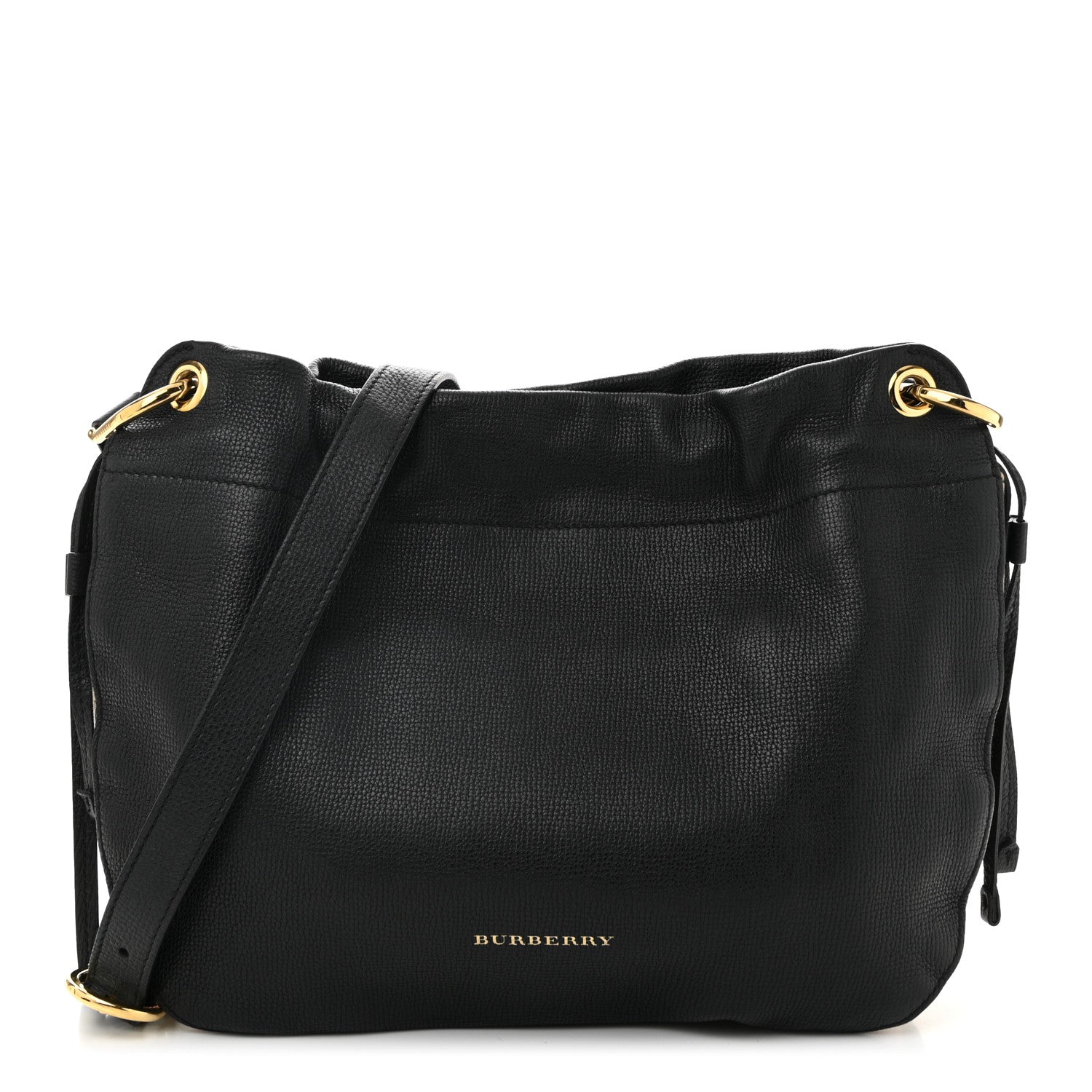 Grainy Calfskin House Check Small Bingley Black