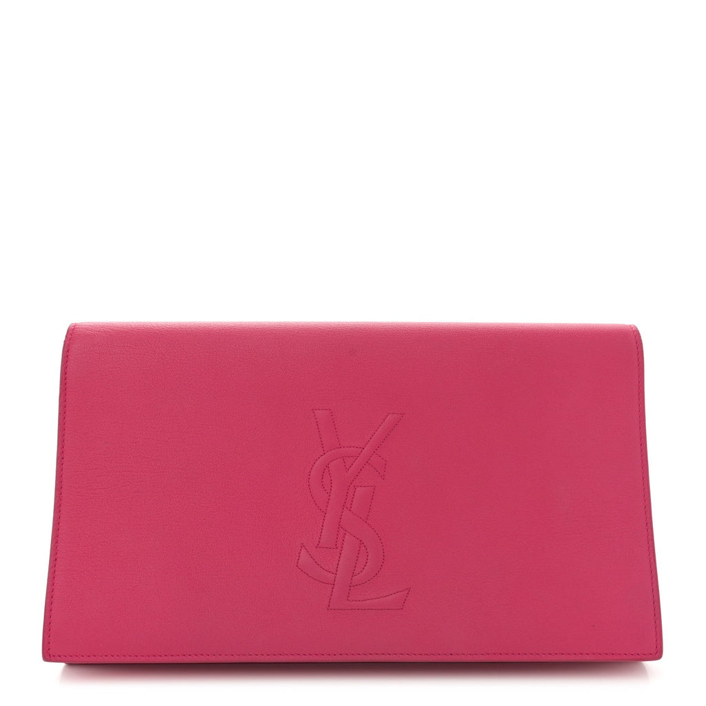 Calfskin Monogram Large Belle De Jour Clutch Lipstick Fuchsia