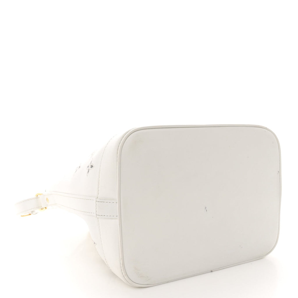 Calfskin Monogram Cutout Petit Noe White