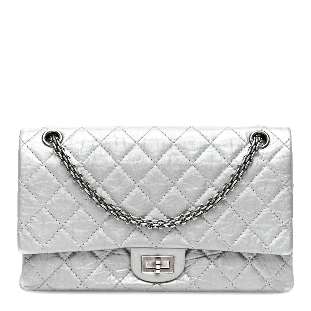 Metallic Aged Calfskin Quilted 2.55 Reissue 226 Flap Silver
