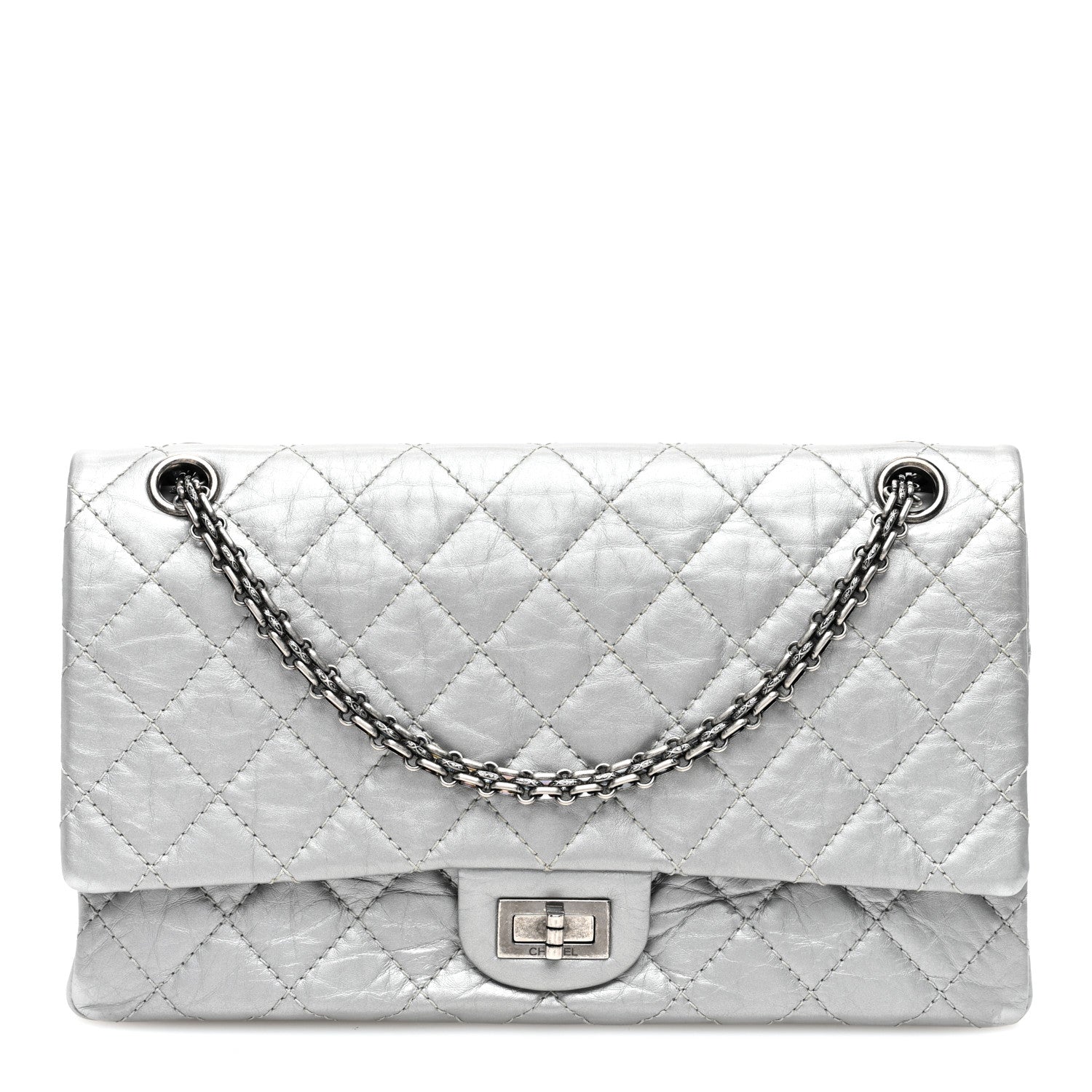 Metallic Aged Calfskin Quilted 2.55 Reissue 226 Flap Silver