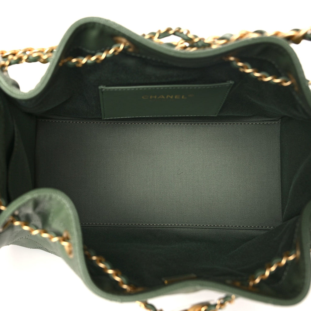 Caviar Quilted Small Chanel 25 Handbag Khaki