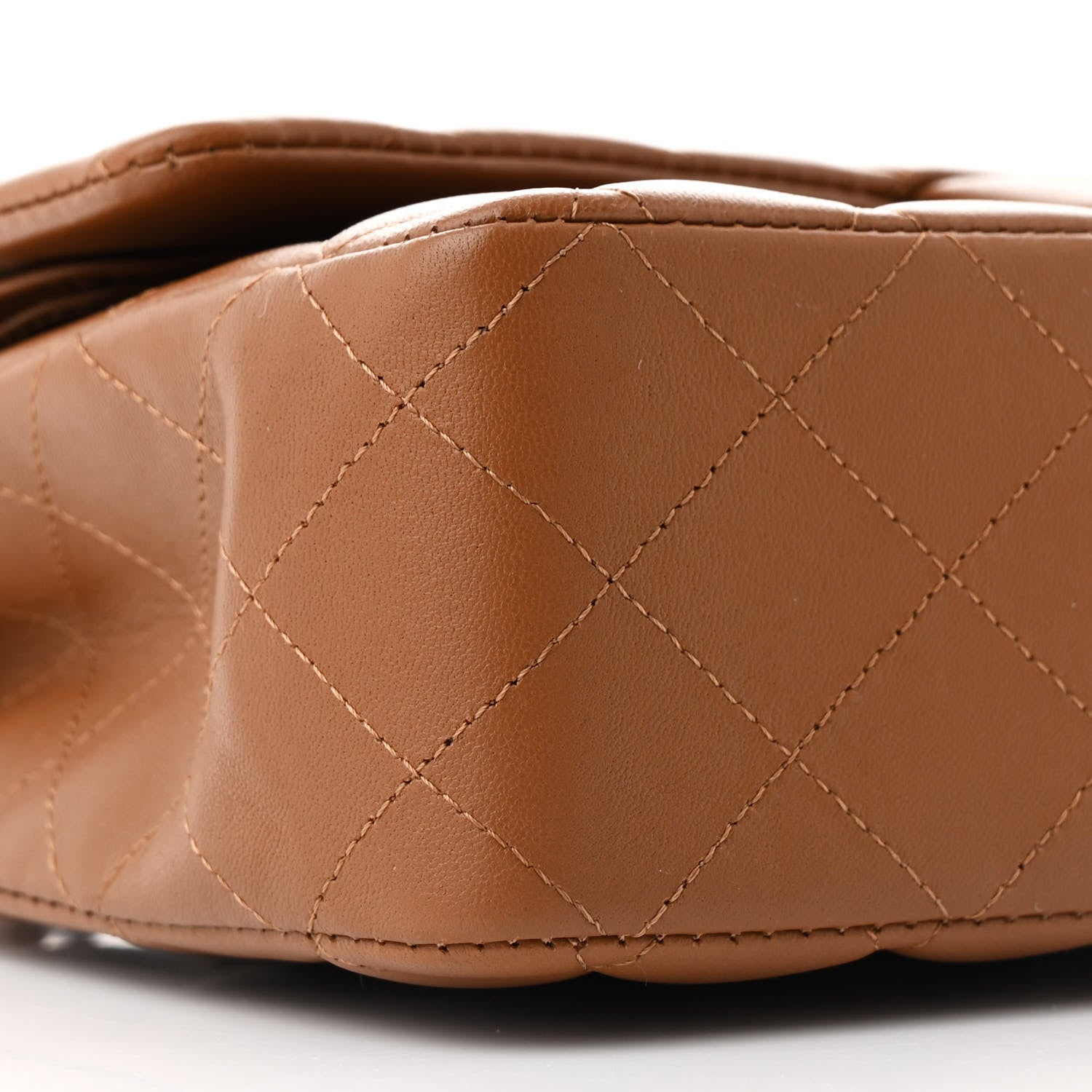 Lambskin Quilted Medium Double Flap Brown