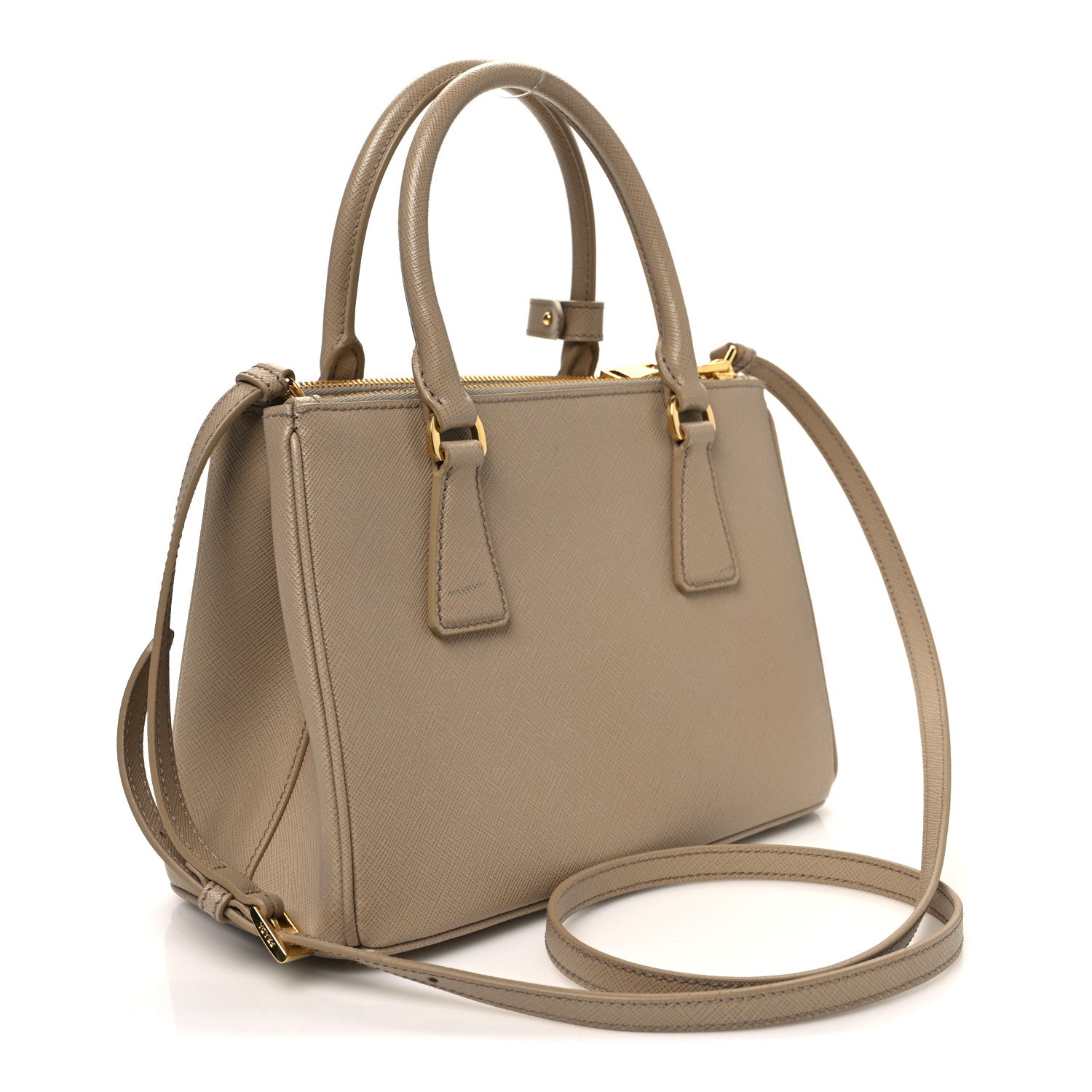 Saffiano Lux Mini Galleria Double Zip Tote Sabbia