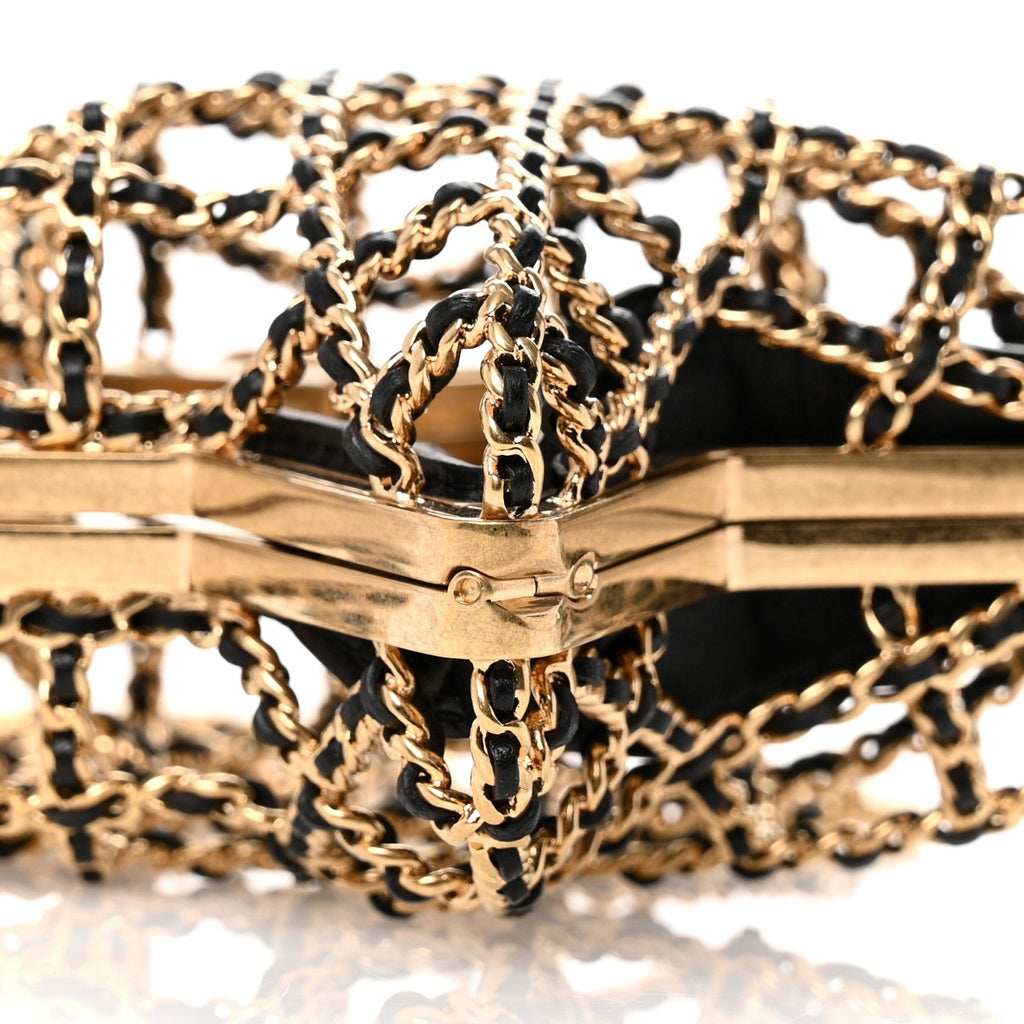 Metal CC Star Minaudiere Crossbody Gold Black