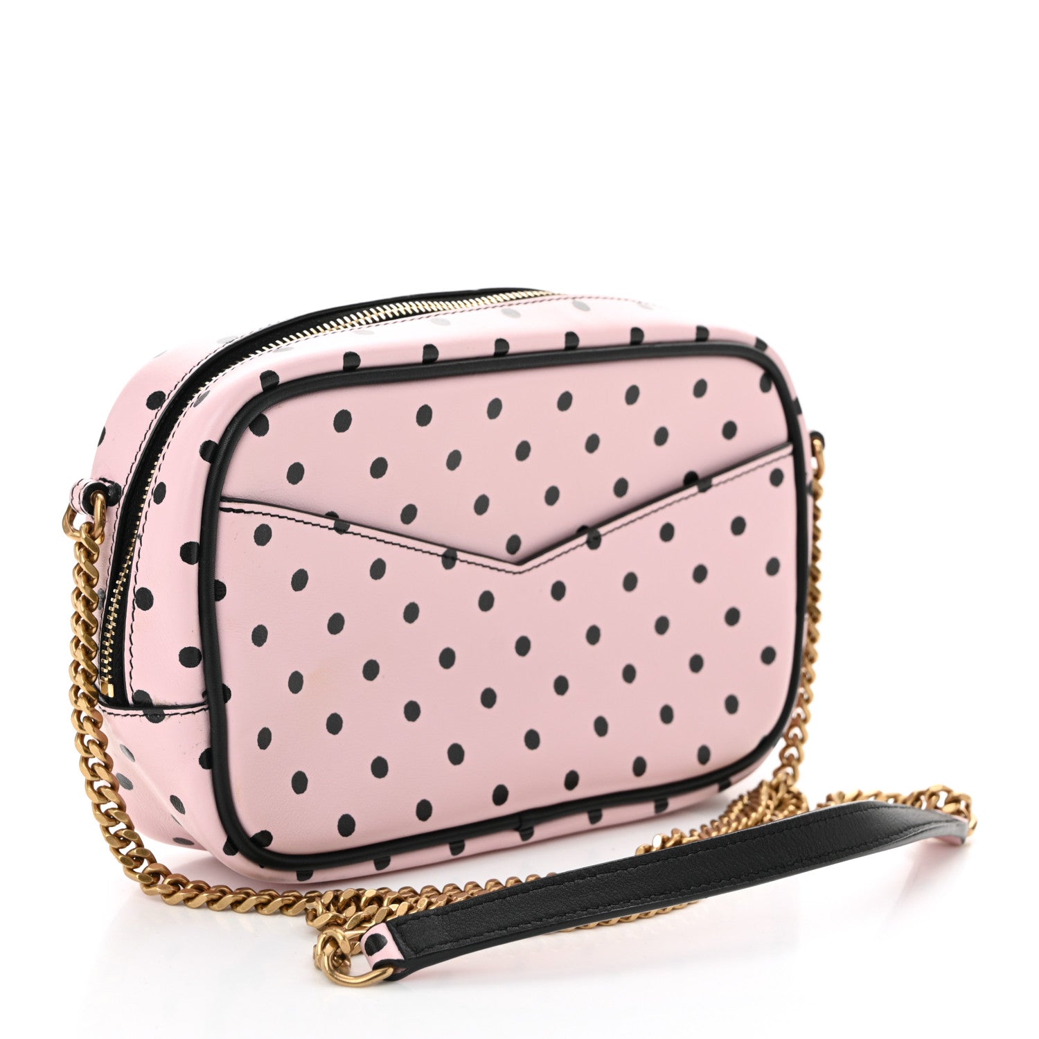 Calfskin Printed Polka Dot Mini Lou Camera Bag Pink Black