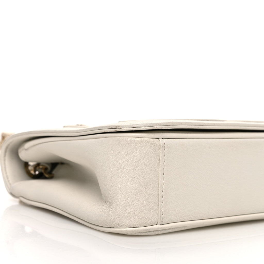 Lambskin CC Mania Flap Bag White