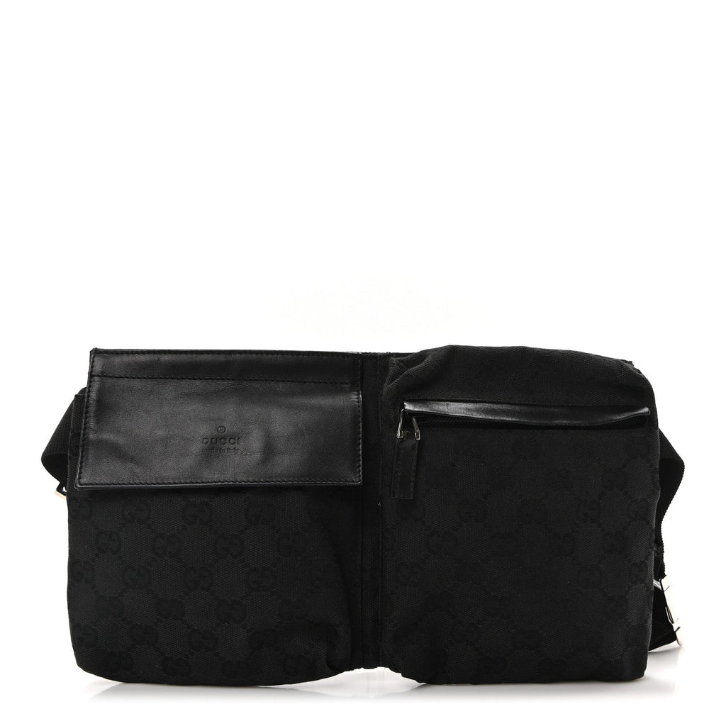 GG Monogram Double Pocket Belt Bag Black