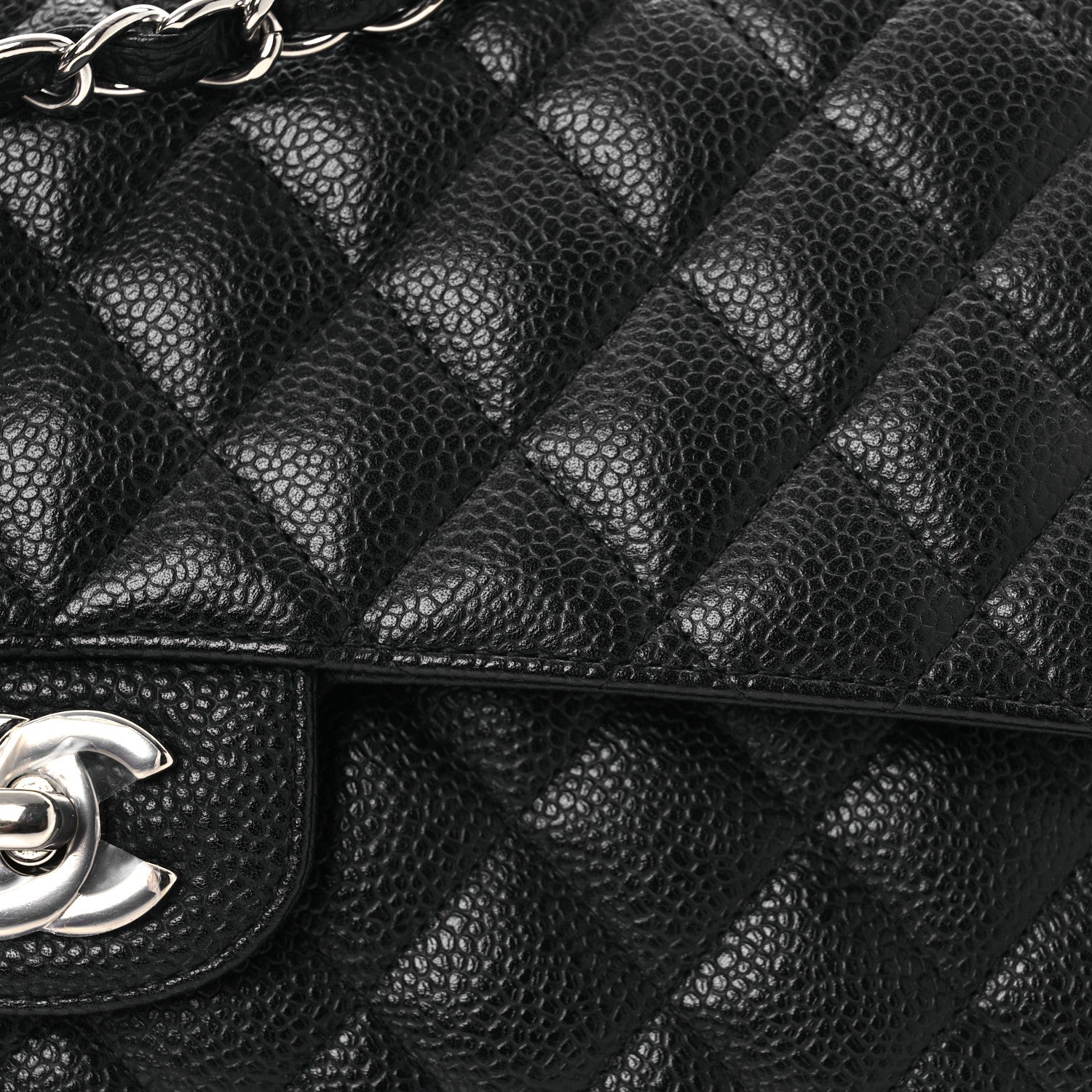 Caviar Quilted Medium Double Flap Black