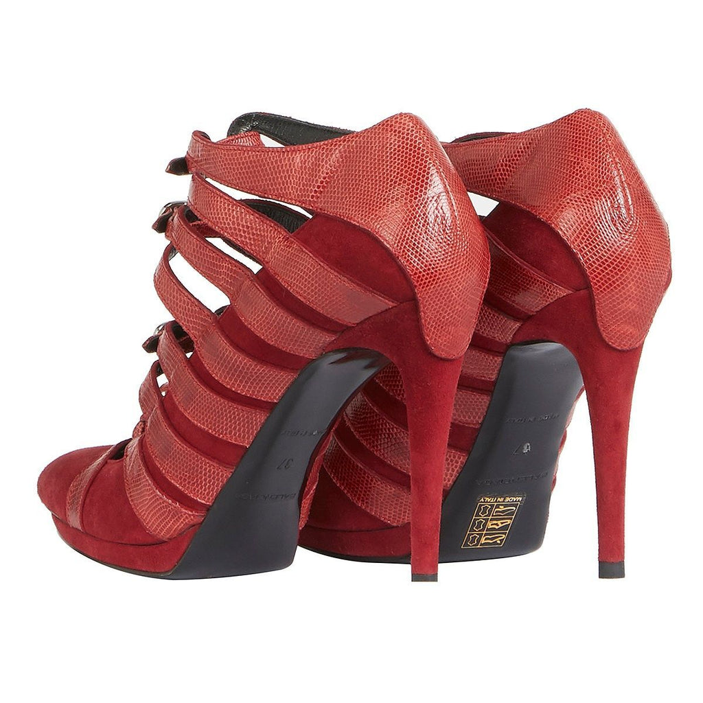 Women's Multistrap Suede and Leather Pumps